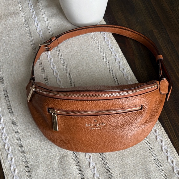 kate spade Handbags - kate spade Cognac Pebbled Leather Belt Bag with Gold Hardware